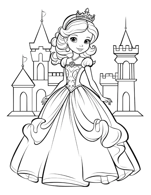 Cute Princess 15 — free printable princesses coloring page