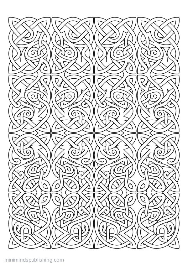 Panel of Interlaced Celtic Knotwork โ free printable coloring page