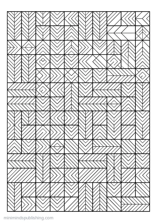 Grid of Herringbone and Chevron Blocks — free printable coloring page