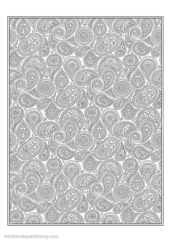 Dense Field of Paisley Teardrops — free printable coloring page