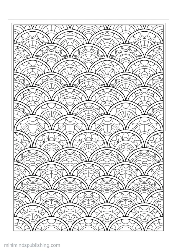 Rows of Overlapping Scalloped Waves — free printable coloring page
