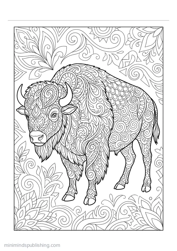 Bison with a Heavily Patterned Shoulder Mane — free printable coloring page