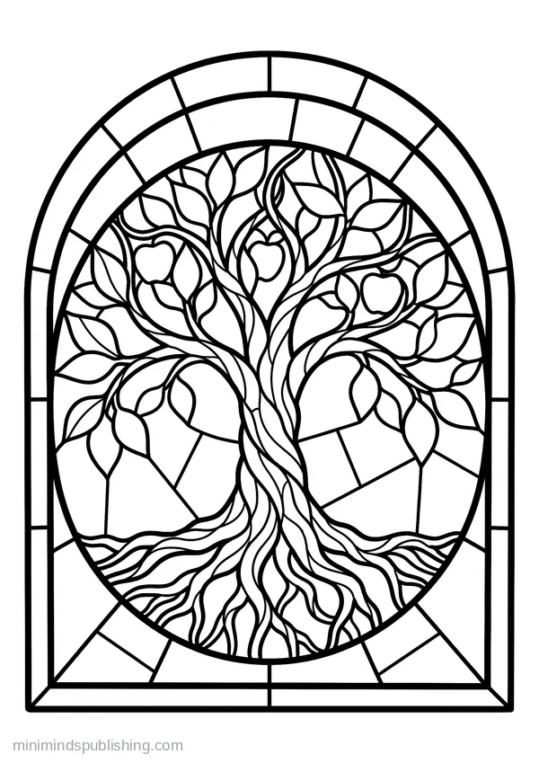 Tree of Life with Spreading Roots and Branches — free printable coloring page