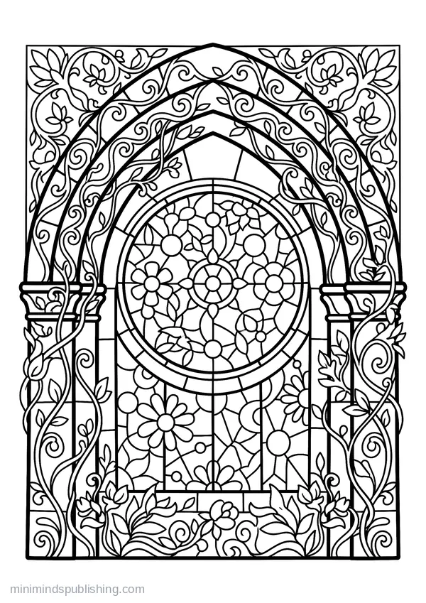 Cathedral Arch Overgrown with Vines — free printable coloring page