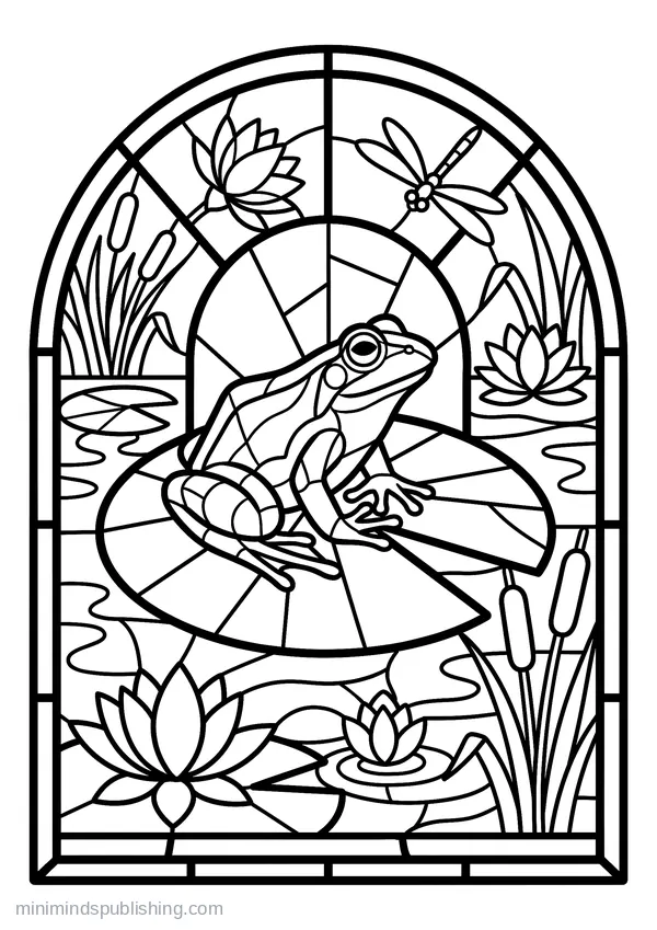Frog on a Waterlily Pad — free printable coloring page