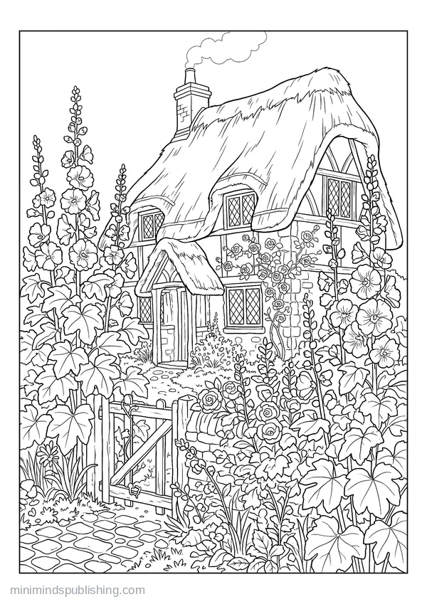 Storybook Cottages coloring page