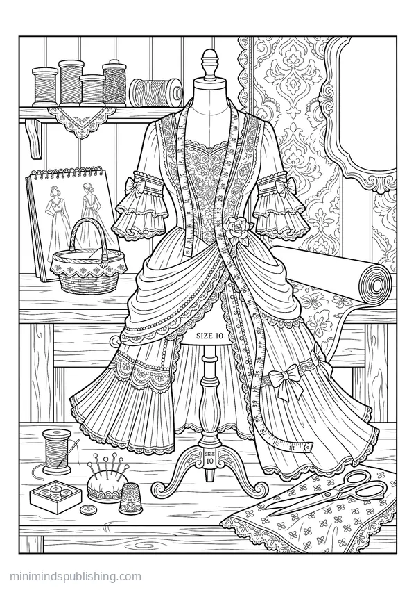 Dressmaker's Mannequin Draped with a Tape Measure โ free printable coloring page