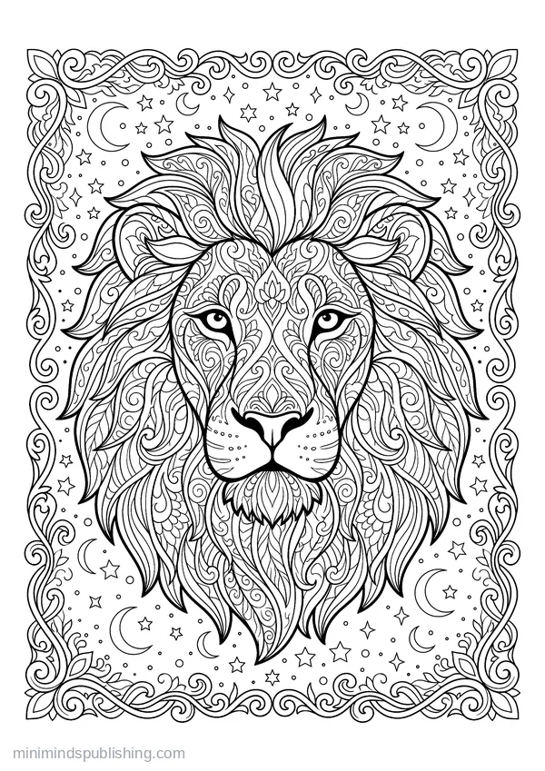 Leo Lion, Mane Filled with Decorative Pattern — free printable coloring page