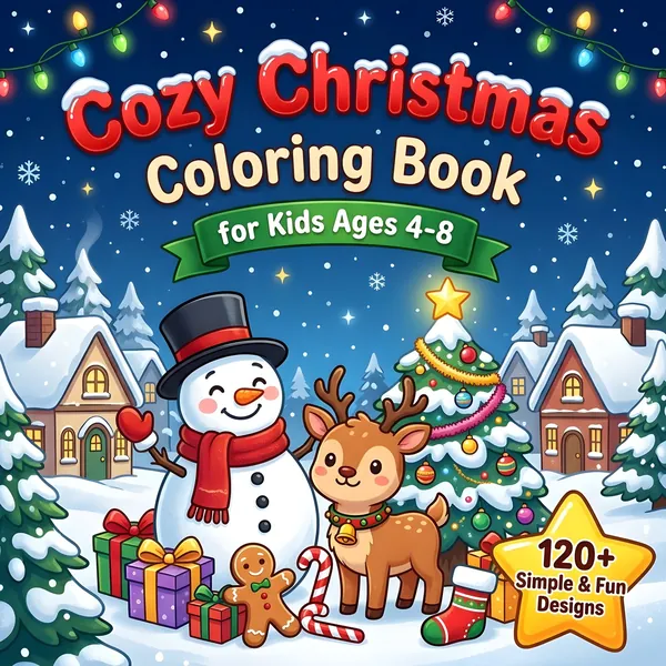 Cozy Christmas Coloring Book for Kids: 120+ Pages Fun and Simple Christmas Designs for Kids Paperback