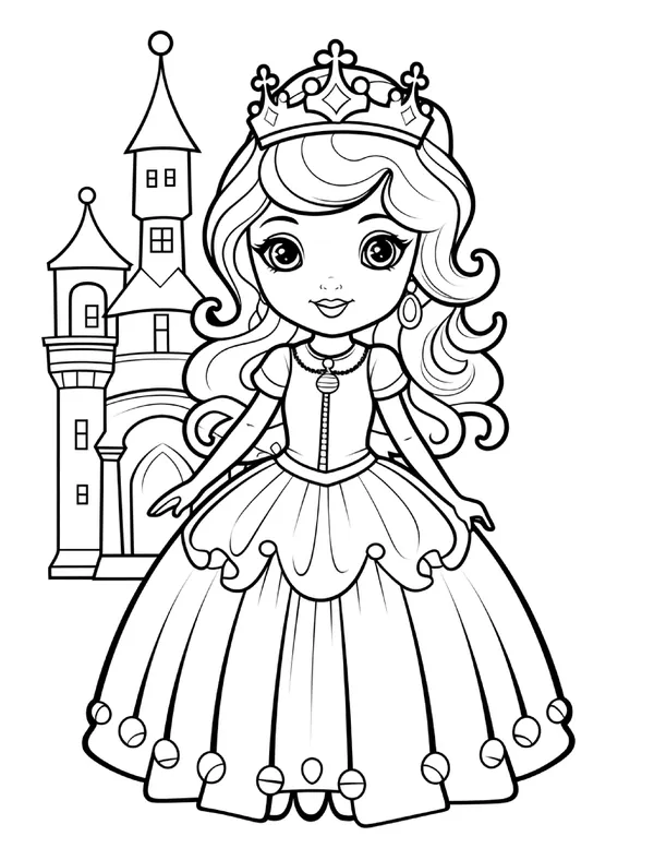 Cute Princess 16 — free printable princesses coloring page