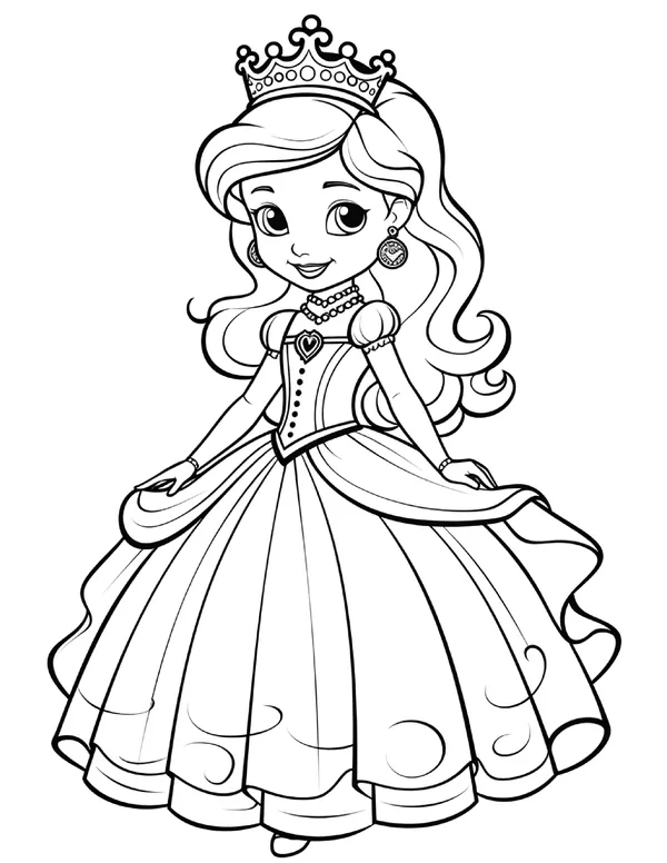 Cute Princess 17 — free printable princesses coloring page