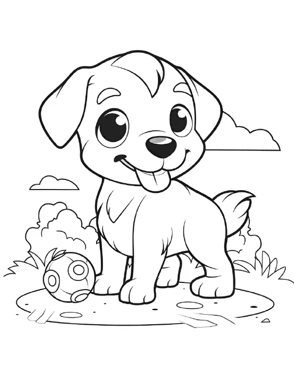 Cute Dogs 4 — free printable cute dogs coloring page