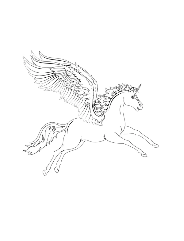 Unicorn and Dino 6 — free printable unicorns & dinosaurs coloring page
