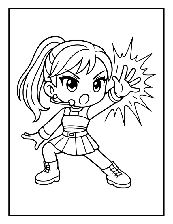 K-Pop Chibi 5 — free printable k-pop chibi coloring page