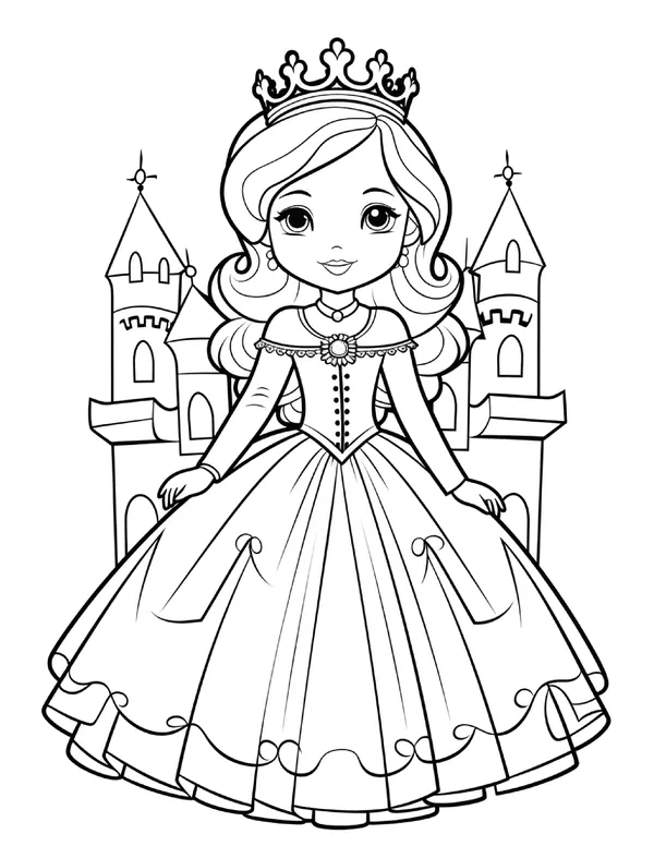 Cute Princess 18 — free printable princesses coloring page