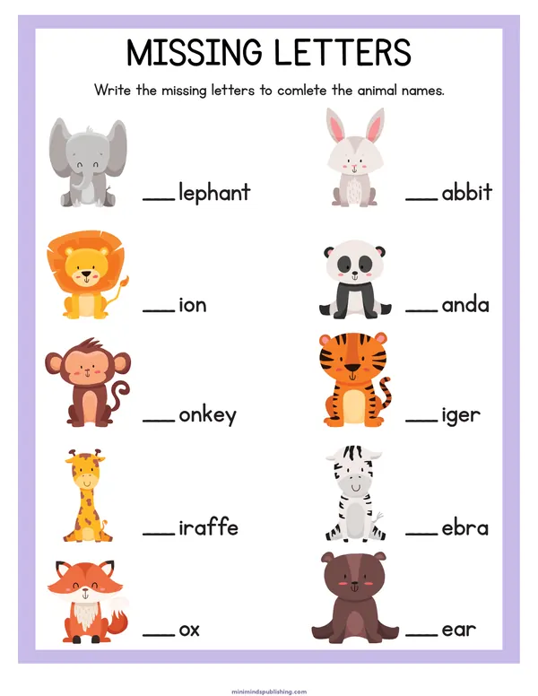 Animal Activities 1 — free printable animal activities activity sheet for ages 3-6