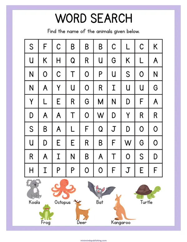 Animal Activities 8 — free printable animal activities activity sheet for ages 3-6