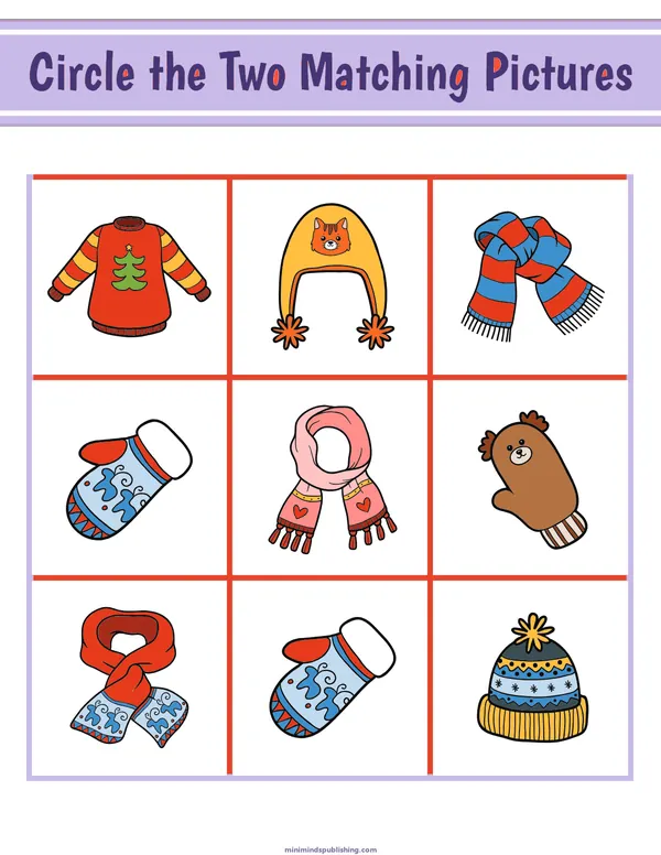 Circle the Matching Pictures 3 — free printable circle the matching pictures activity sheet for ages 3-7