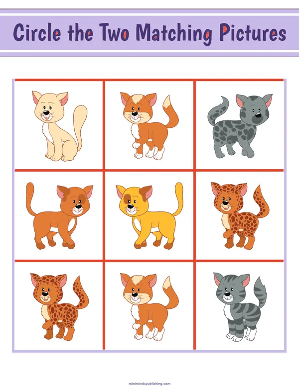 Circle the Matching Pictures 7 — free printable circle the matching pictures activity sheet for ages 3-7