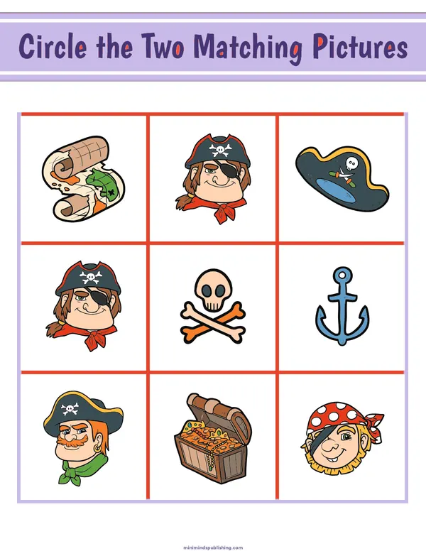 Circle the Matching Pictures 8 — free printable circle the matching pictures activity sheet for ages 3-7