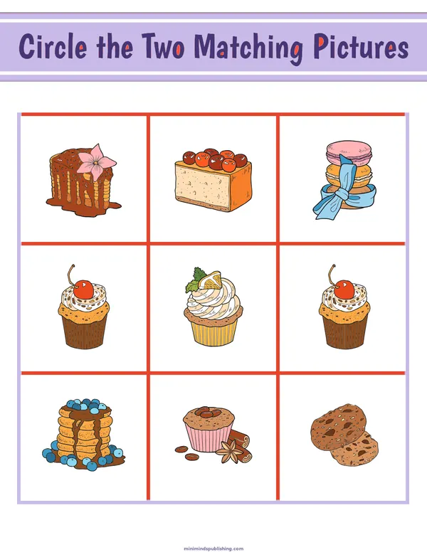 Circle the Matching Pictures 9 — free printable circle the matching pictures activity sheet for ages 3-7