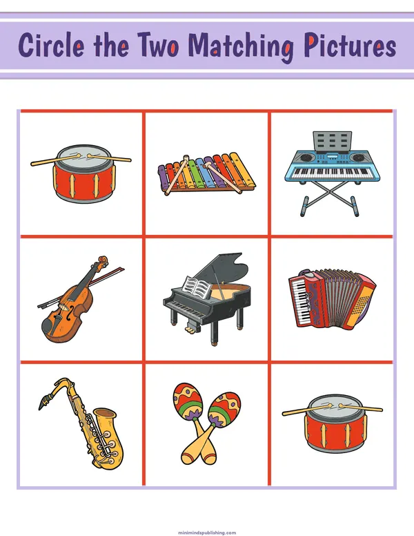 Circle the Matching Pictures 10 — free printable circle the matching pictures activity sheet for ages 3-7