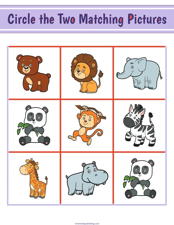 Circle the Matching Pictures 12 — free printable circle the matching pictures activity sheet for ages 3-7