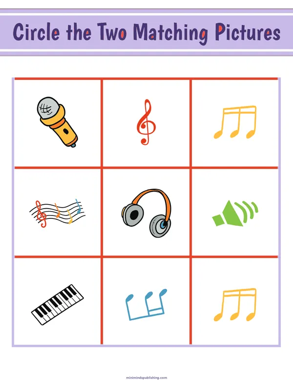 Circle the Matching Pictures 14 — free printable circle the matching pictures activity sheet for ages 3-7