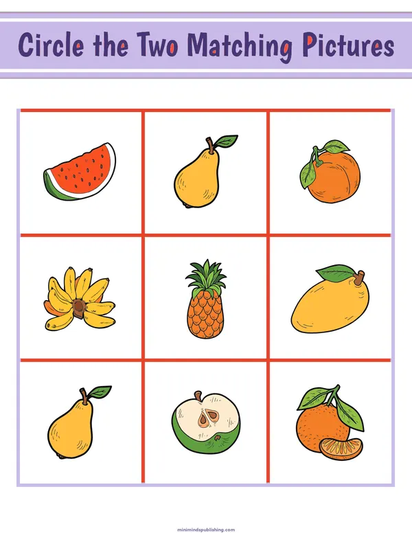 Circle the Matching Pictures 16 — free printable circle the matching pictures activity sheet for ages 3-7