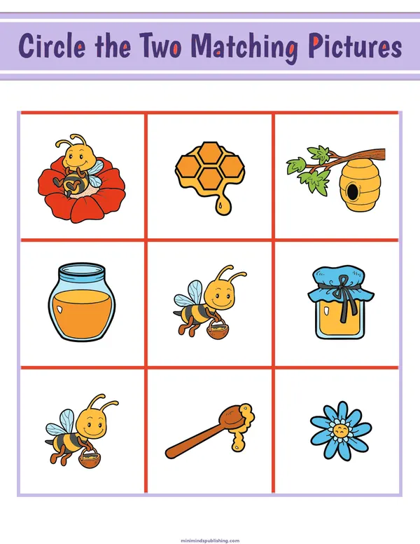 Circle the Matching Pictures 17 — free printable circle the matching pictures activity sheet for ages 3-7