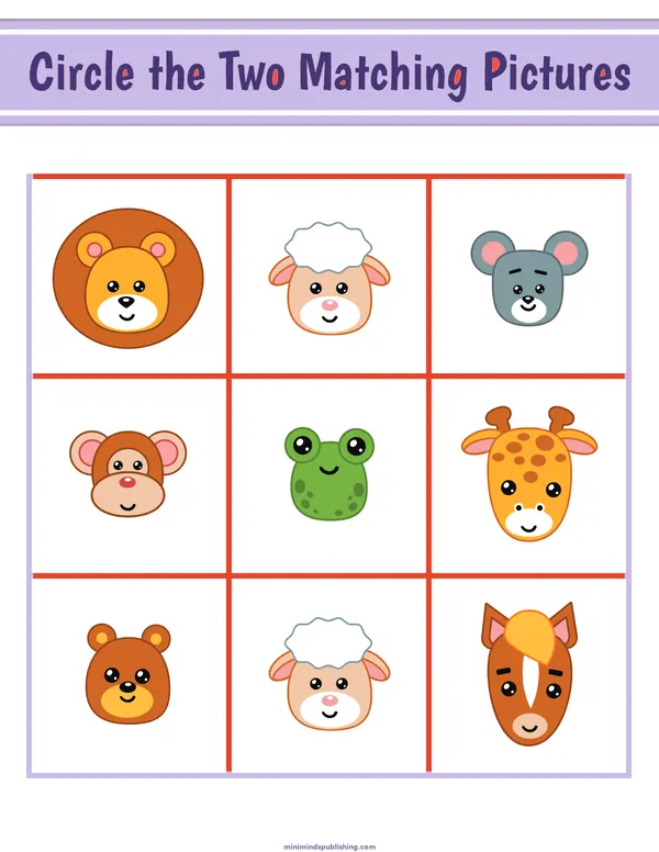 Circle the Matching Pictures 18 — free printable circle the matching pictures activity sheet for ages 3-7