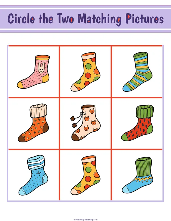 Circle the Matching Pictures 20 — free printable circle the matching pictures activity sheet for ages 3-7