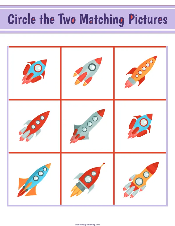 Circle the Matching Pictures 21 — free printable circle the matching pictures activity sheet for ages 3-7