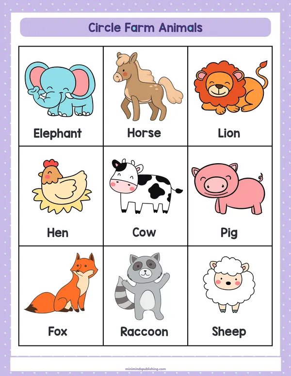 Circle the Animals 17 — free printable circle the animals activity sheet for ages 3-7