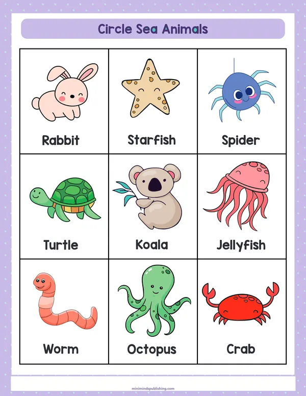 Circle the Animals 19 — free printable circle the animals activity sheet for ages 3-7
