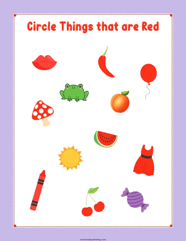 Circle the Color 1 — free printable circle the color activity sheet for ages 3-6