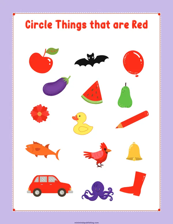 Circle the Color 5 — free printable circle the color activity sheet for ages 3-6