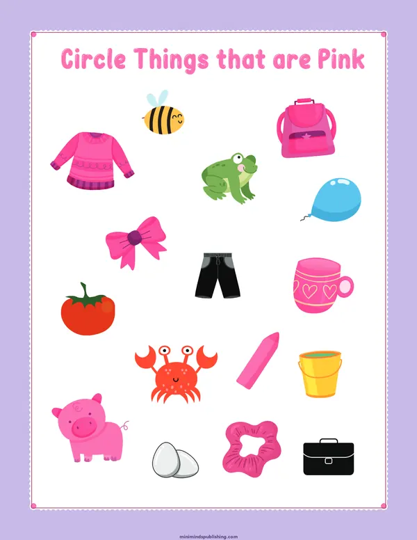 Circle the Color 6 — free printable circle the color activity sheet for ages 3-6