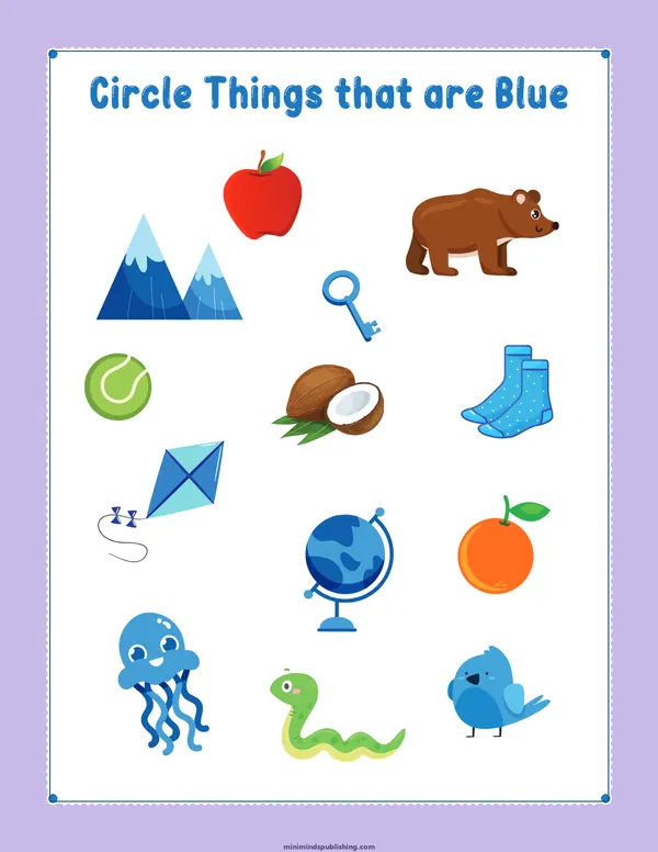 Circle the Color 20 — free printable circle the color activity sheet for ages 3-6