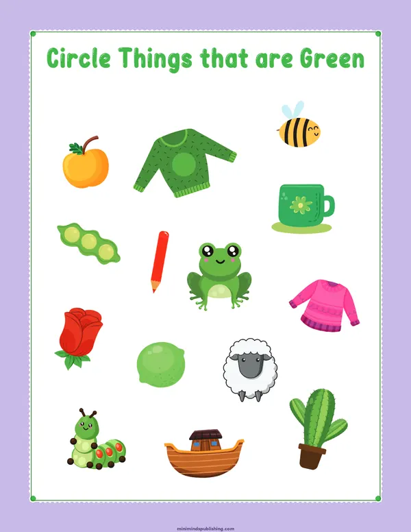 Circle the Color 33 — free printable circle the color activity sheet for ages 3-6