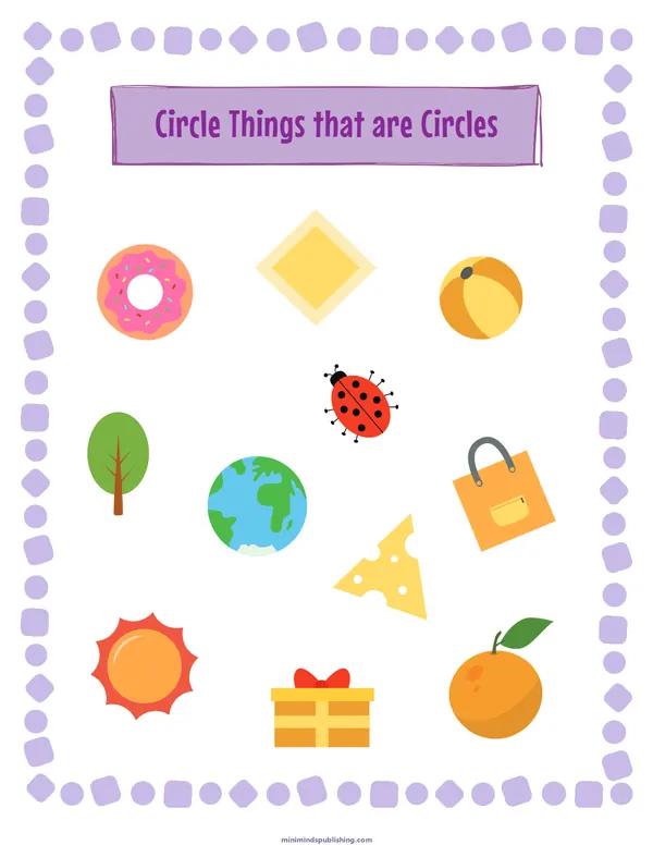 Circle the Shape 3 — free printable circle the shape activity sheet for ages 3-6