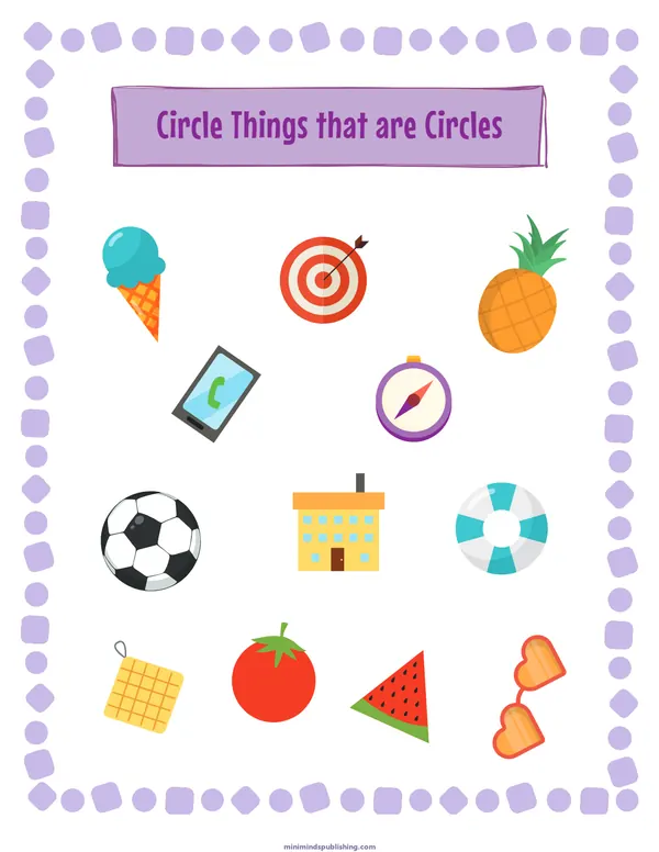 Circle the Shape 4 — free printable circle the shape activity sheet for ages 3-6