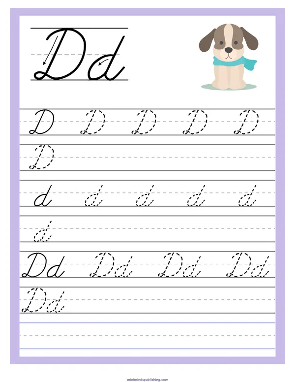 Cursive Alphabet Trace & Write 4 — free printable cursive alphabet trace & write activity sheet for ages 5-7