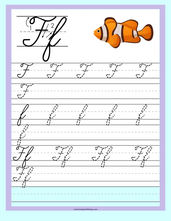 Cursive Alphabet Trace & Write 6 — free printable cursive alphabet trace & write activity sheet for ages 5-7