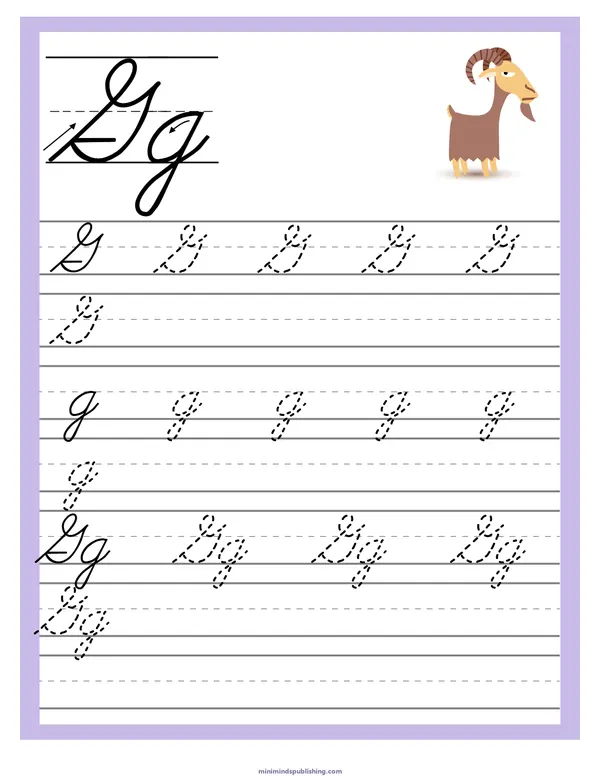 Cursive Alphabet Trace & Write 7 — free printable cursive alphabet trace & write activity sheet for ages 5-7