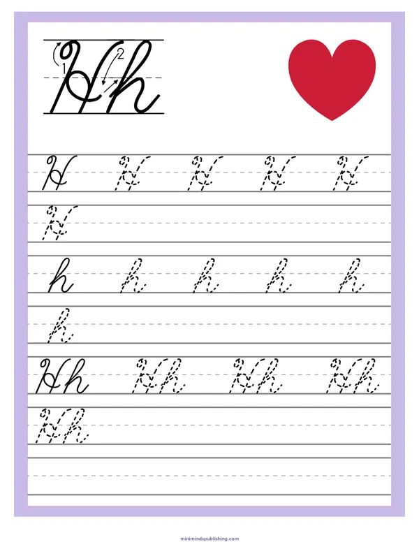 Cursive Alphabet Trace & Write 8 — free printable cursive alphabet trace & write activity sheet for ages 5-7
