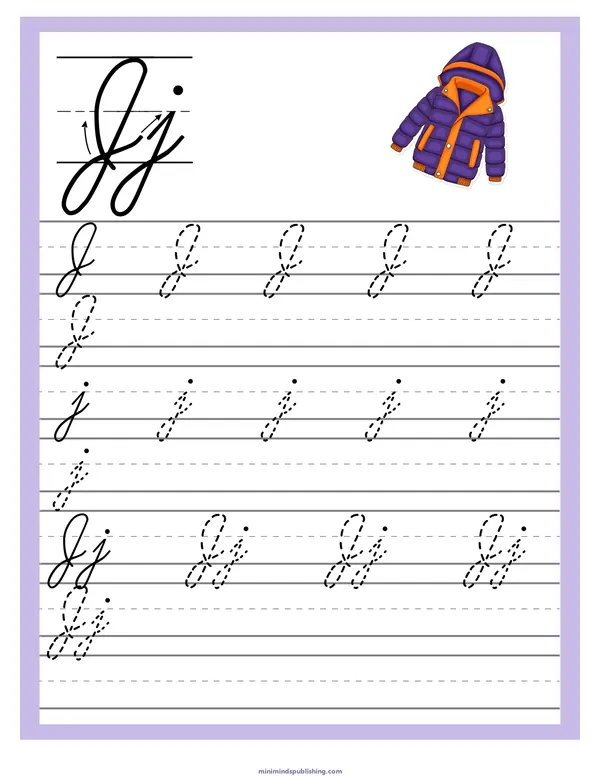 Cursive Alphabet Trace & Write 10 — free printable cursive alphabet trace & write activity sheet for ages 5-7