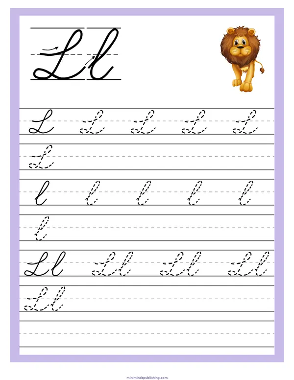 Cursive Alphabet Trace & Write 12 — free printable cursive alphabet trace & write activity sheet for ages 5-7