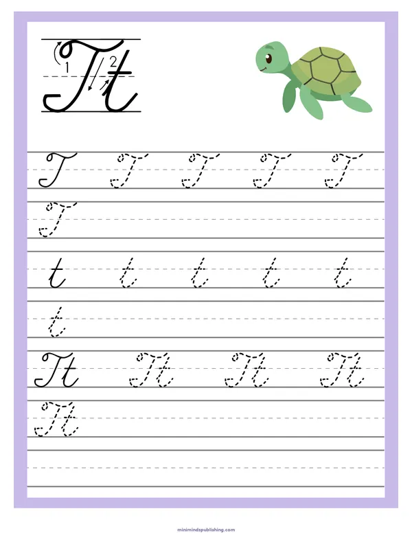 Cursive Alphabet Trace & Write 20 — free printable cursive alphabet trace & write activity sheet for ages 5-7