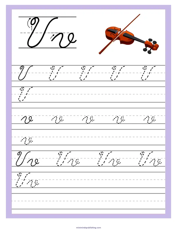 Cursive Alphabet Trace & Write 22 — free printable cursive alphabet trace & write activity sheet for ages 5-7